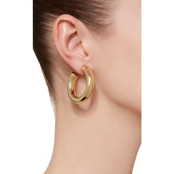 

hoop & huggie polished gold color round tube creole earrings gothic hiphop half circle hoops gifts for women punk jewelry, Golden;silver