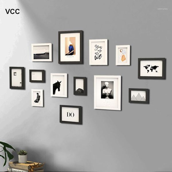 

frames 13pcs/set wood picture for wall hanging with plastic glass ,classic po frame wooden pictures home decor1