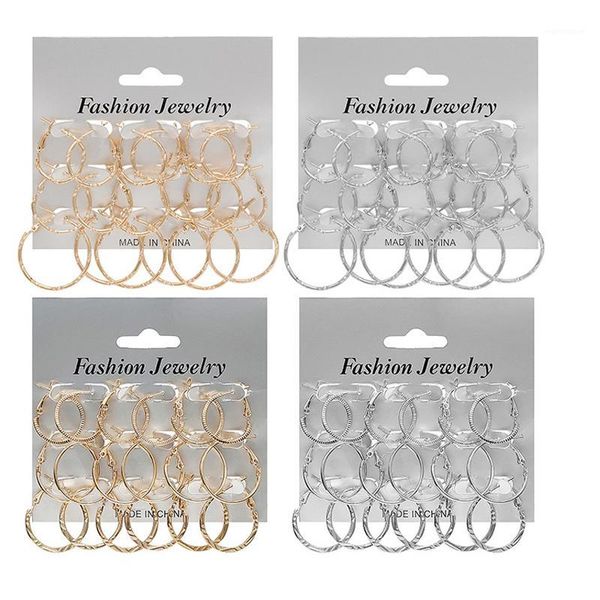 

9 Pairs Big Circle Hoop Earrings Set Big Circle Earring Fashion Jewelry for Women Gold Color Girls Punk Ear Clip korean Earrings1, Golden;silver