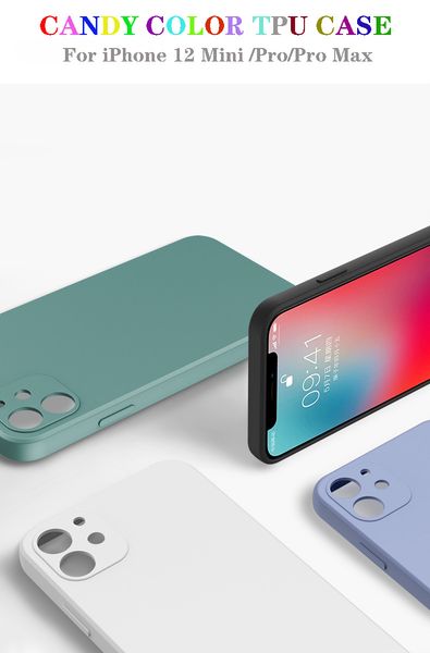 

candy colors silicon cell phone case for iphone 12 mini /pro/pro max tpu mobile phone protective cover soft ultra slim 7 colors dhl free