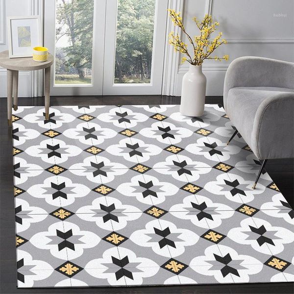 

simple fashion modern geometry black-and-white gray-yellow small flower door cushion bedroom living room carpet kitchen mat1