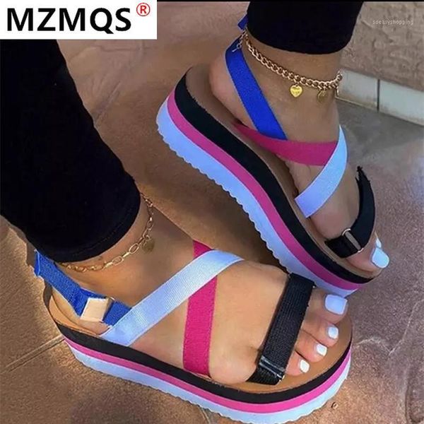 

2020 summer women shoes platform sandals new fashion patchwork sandals flat with comfortable shoes woman sandalias mujer1, Black