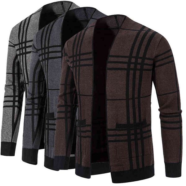 

fashion men's cardigan winter knitted casual long sved et new in 2021, Black;brown