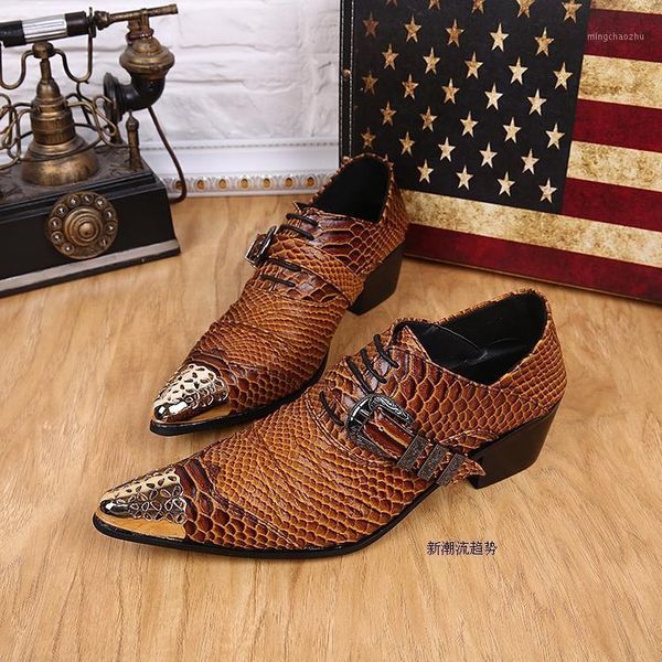 

dress shoes fashion men leather snake skin prints brown lace up pointed toe casual office wedding party oxford for men1, Black