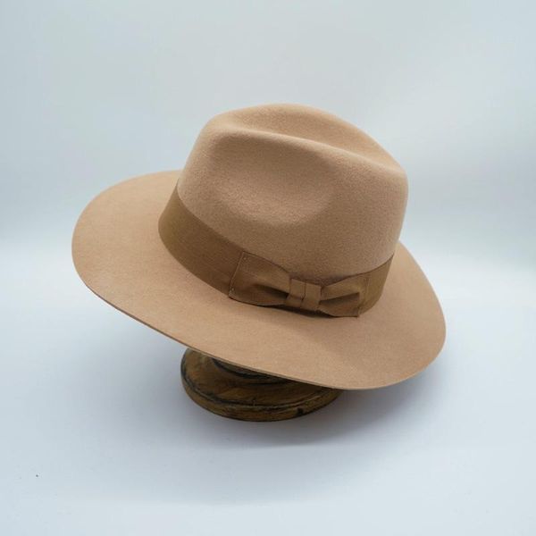 

202010-panshi-japan bowknot wool classic fedoras cap men women leisure panama jazz hat, Blue;gray