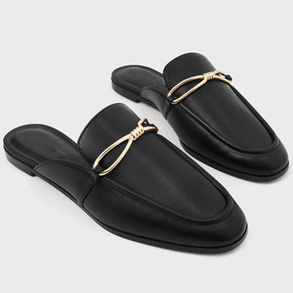 

2021 new female metal buckle moller slippers ewzy, Black