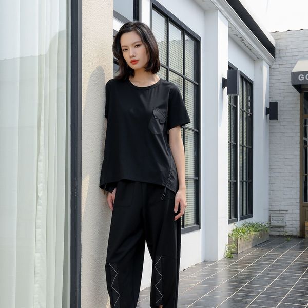 

summer new design hem drawstring personality trend fashion round neck short sleeve fairy summer new design hem drawstring personality trend, White