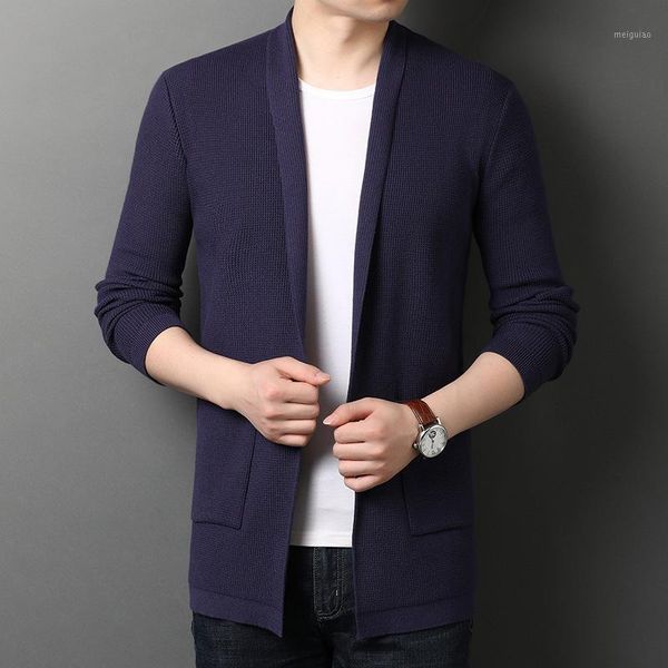 

#1398 spring autumn sweatercoat men long cardigan sweaters slim kimono cardigan knitted coat man sweater pockets1, White;black