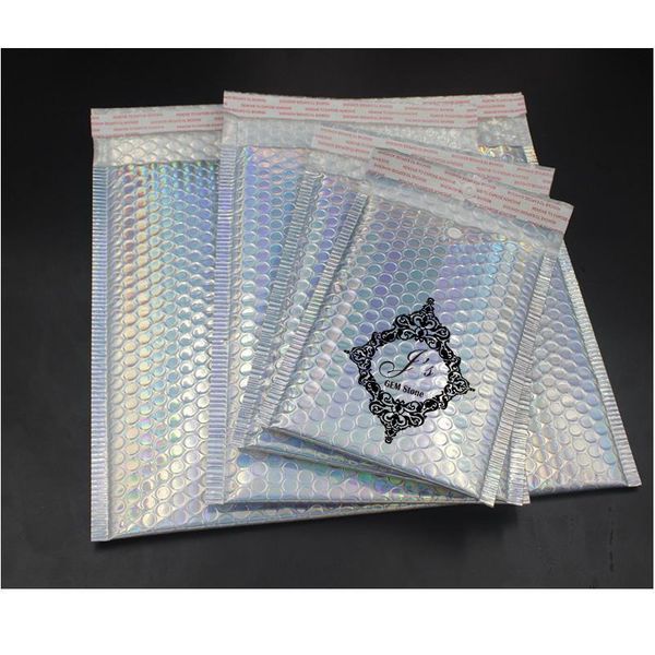 

10pcs laser rainbow mailers mailing envelope bags waterproof courier bubble mailers laser silver padded envel sqcsmq