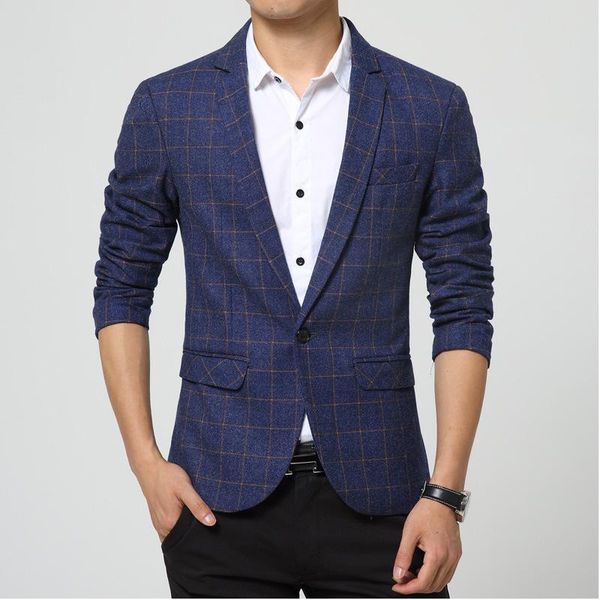 

men's suits & blazers men singers fashion plaid dress suit jacket brand clothing casual korean slim small western, White;black