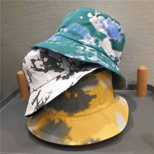 

двусторонний кепка visor bucket hat мужчины женщина вс шляпа street trend женщина tie-окрашенного чернила картины шаблона рыболов, Blue;gray