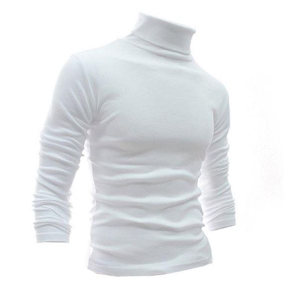 

men slim fit sweaters male high collar pullover long sleeve bottoming sweater u50c, White;black