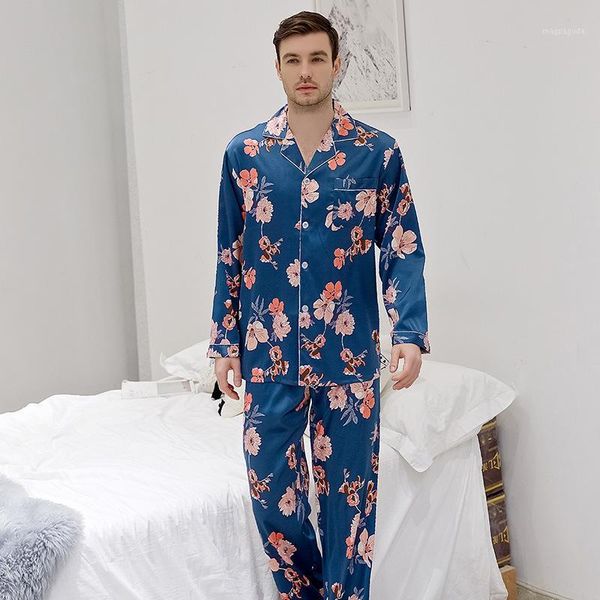 

spring male pajamas suit long sleeve sleep set men turn-down collar nightwear shirt pants nighty pijamas robe nighties homewear1, Black;brown