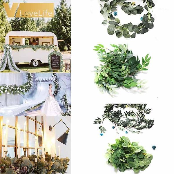 

decorative flowers & wreaths artificial hanging willow leaves vines simulation eucalyptus green plant garland string for home garden decorat