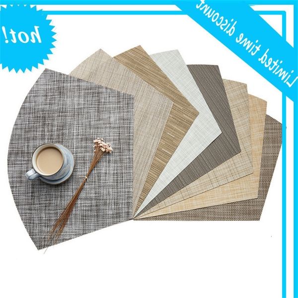 

european style teslin woven thermal insulation fan shaped slip anti scald l decorative dining table mat