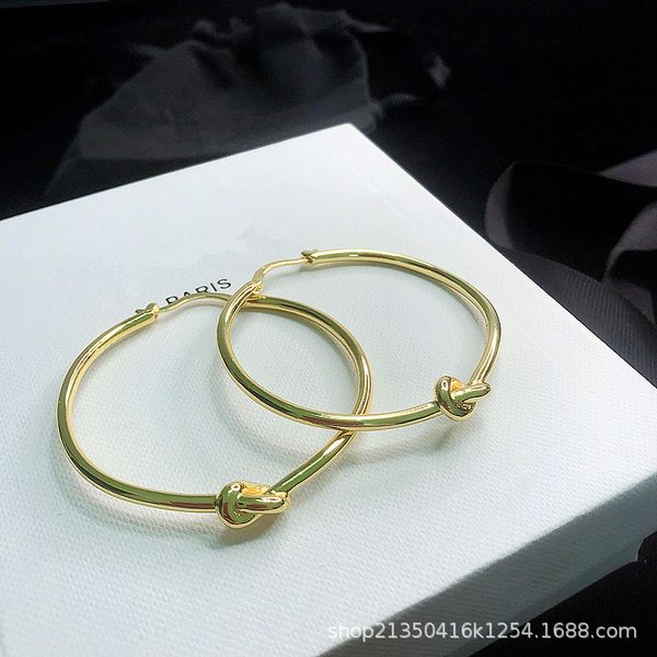 

titanium steel 18k gold plated ear knot ear studs shiny non-fading simple exaggerated anti allergy woman men cool earrings, Silver
