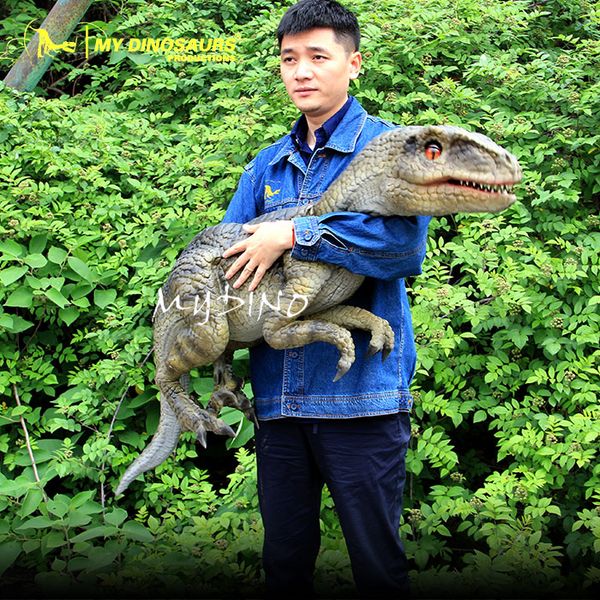 

the baby little velociraptor simulation dinosaur hand puppet toy dinosaurs support customization, Silver