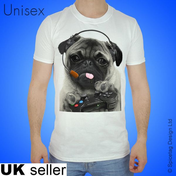 

sport original gaming pug t-shirt video game funny pugs cute puppy gamer t 2019 fashion men t shirt fashion shirts