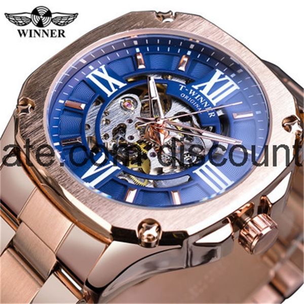 

winner fashion hollow out wind automatic men's mechanical watch mechanical men's watch, Slivery;brown