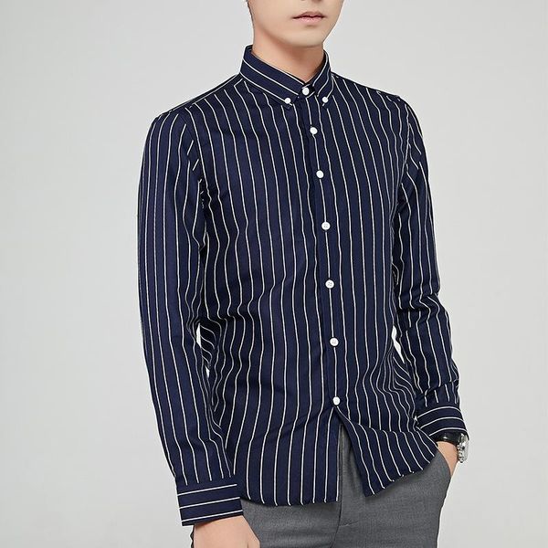 

mrmt 2020 brand new men's shirt striped leisure long-sleeved shirt for male, White;black