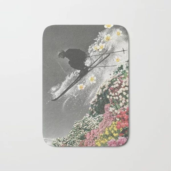 

bath mats bathroom rugs spring skiing mat flannel absorbent non slip doormat entrance door room mats1