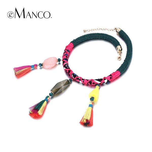 

emanco handmade chokers necklaces for women bohemian ethnic tassel & resin pendant necklace brand jewelry y200323, Silver