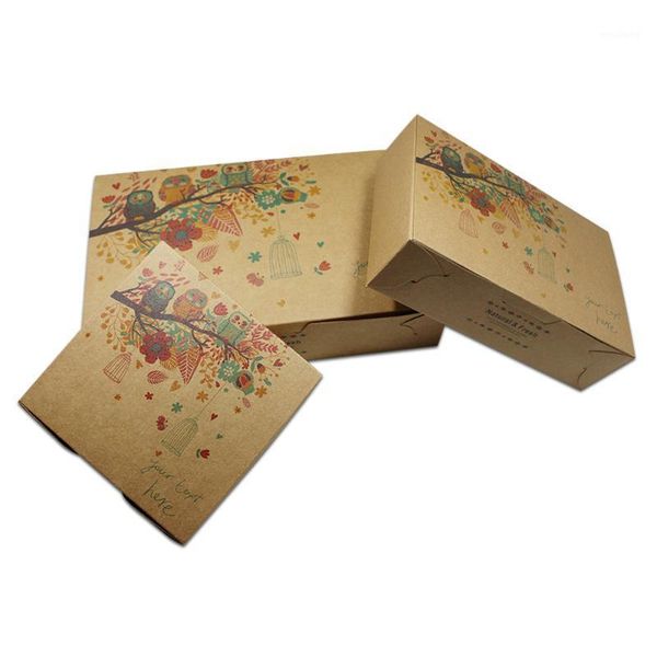 

gift wrap 25 pieces brown party storage kraft paper box with printing wedding birthday favor craft candy grocery package boxes1