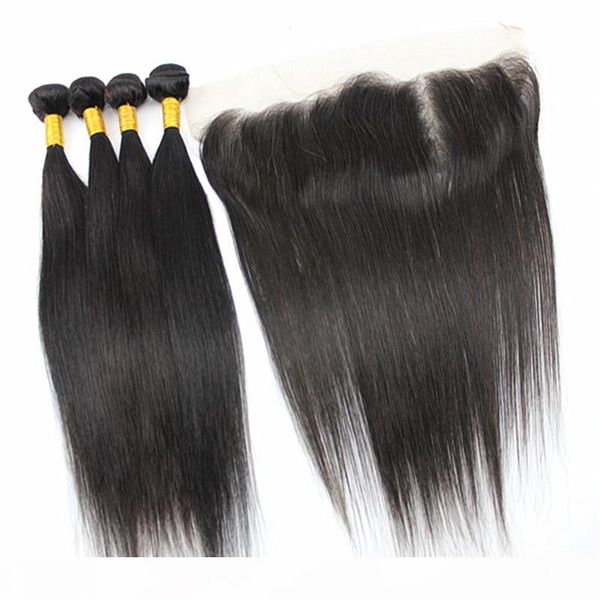 

50g bundle straight hair 3 bundles with 13x4 closure ear to ear remy hair 100% brazilian indian human hair black color 8-28inch