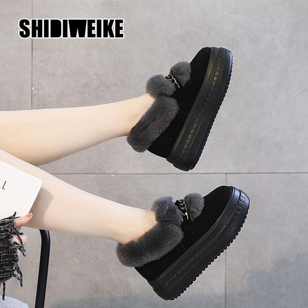 

2020 autumn winter new flat bottom women's shoes thick bottom cotton shoes female warm plus velvet snow boots v954, Black