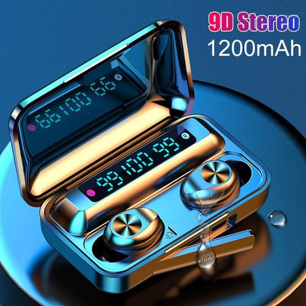 

f9 deep bass bluetooth headphone stereo wireless in-ear headset sports waterproof led power display earphone with mic1