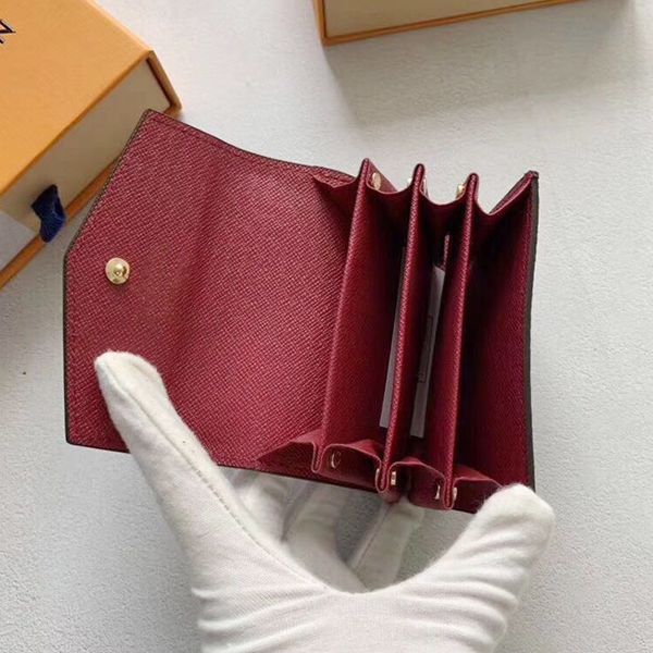 

wholesale designer card holder short wallet fashion original box coin purse women designer wallet classic zipper pocket, Red;black