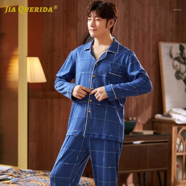 

plaid printing new soft blue long sleeve long pants sleepwear fashion style casual pajamas for man man clothes turn down collar1, Black;brown