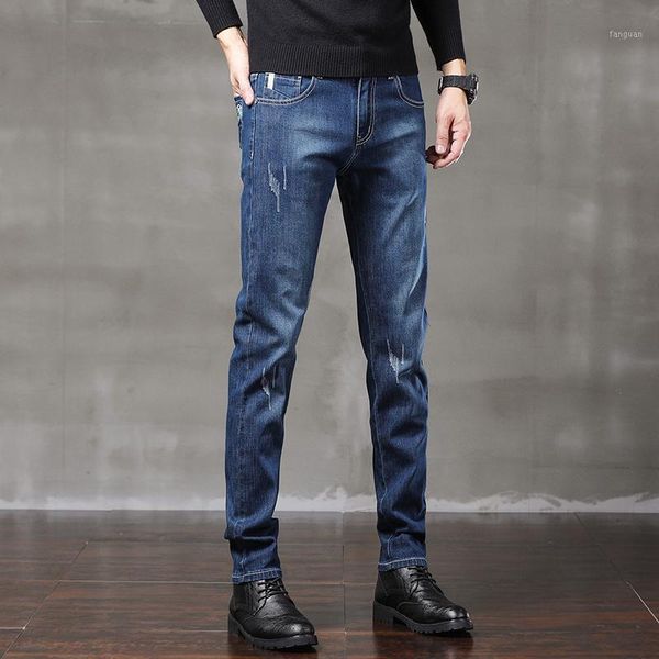 

autumn men fashion business casual jeans stretch slim social pencil denim pants blue black grey trousers male brand pants large1