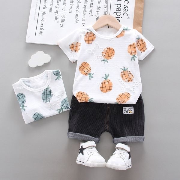 

baby clothes set baby boy clothes summer toddler infant baby boy clothing sets casual print t shirt shorts 2pcs kids suit outfit y200803, White