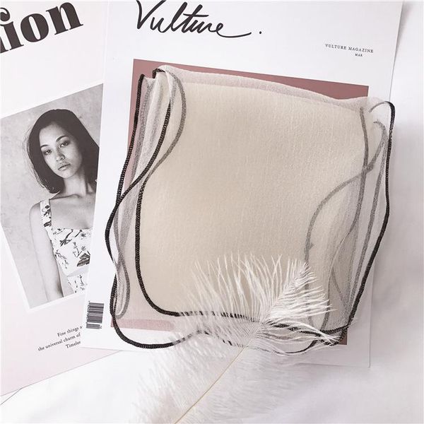

translucent light scarf female spring new chiffon solid color small scarf black covered small long scarf hair band wmtzkq, Blue;gray