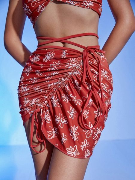 

floral print beach skirt f8du#, White;black