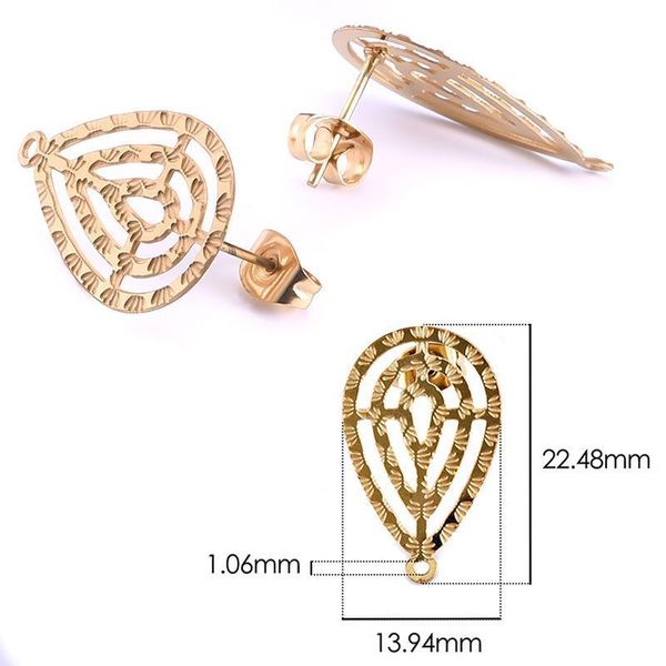 

10 шт. нержавеющая сталь геометрические круглые серьги степов золотые полые цветы серьги база разъема синкер сделайте diy создание аксессуар, Black