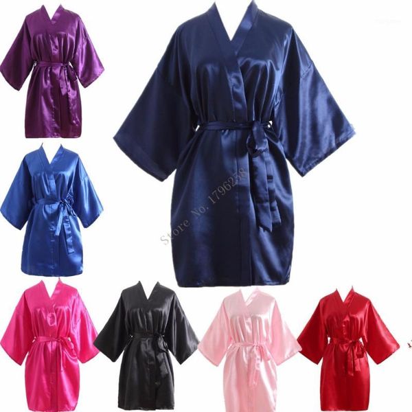 

women robe silk satin robes wedding bridesmaid bride gown kimono solid robe  fit s-xxl 2019 satin1, Black;red