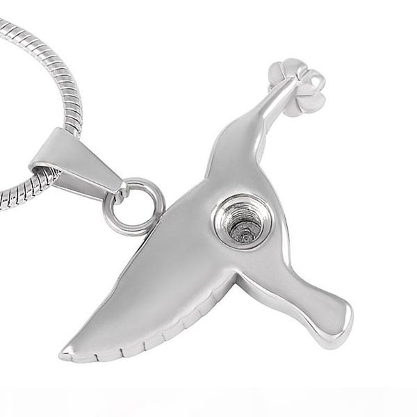 

ijd8283 gratitude bird memorial ash necklace stainless steel hummingbird cremation ashes keepsake urn pendant necklace jewelry, Silver