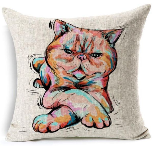 

собака автомобили окрашенной обложки мопсы 45x45cm подушки decorativos главной terrier наволочка льняных подушки диван bull декоративные бро