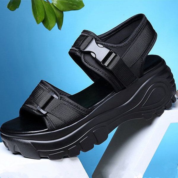 

new high 2021 heels thick-toed shoes with open-toed will see women's sandals size 35-40 75sw, Black