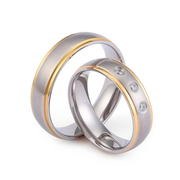 

titanium steel jewelry stainless steel frosted gold room couple ring, Slivery;golden