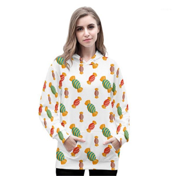 

designer new female hoodies women sweets loose hoodies fahion trend 3d digital printing long sleeve hooded sweater casual pullovers, Black