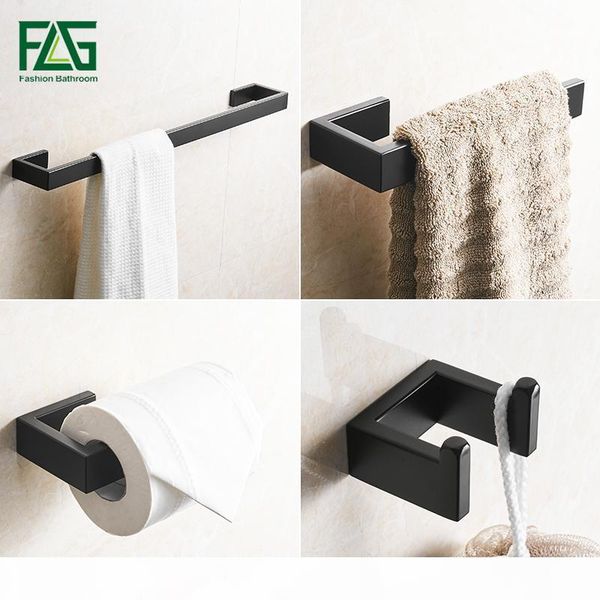 

flg 304 stainless steel black bathroom accessories set towel bar robe hook paper holder wall mounted bath hardware sets g124 4b bbymbg