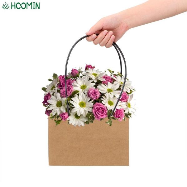 

gift wrap kraft paper bag with handle flower shopping package for wedding birthday party favor christmas year