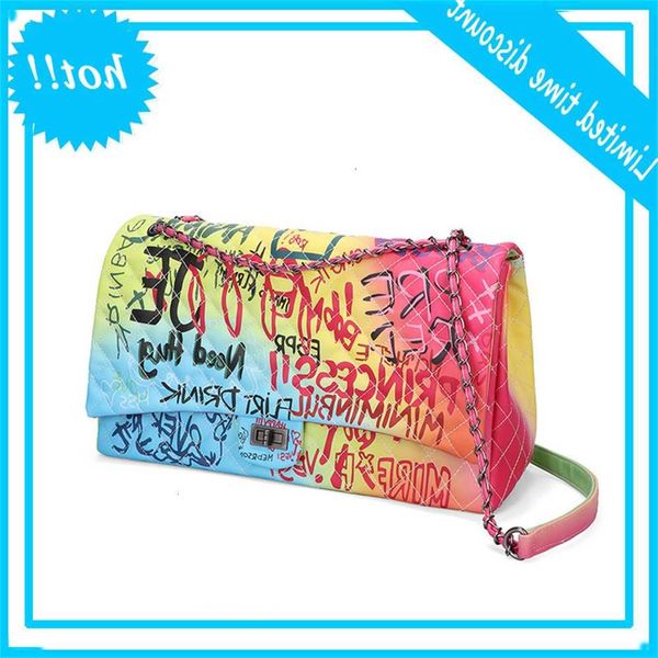 

maidudu color graffiti lingge chain trend super large small fragrance one shoulder messenger bag