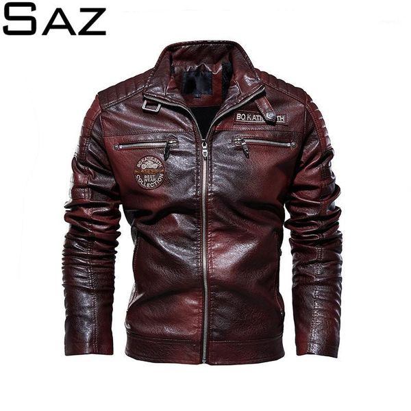 

saz mens leather jackets new casual jacket biker leather coats european windbreaker genuine jacket1, Black;brown