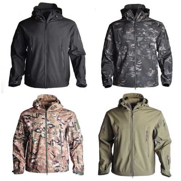 

tactical jacket hiking jackets shark skin soft shell mens flight pilot hood military fleece field windbreake jacket, Black;brown