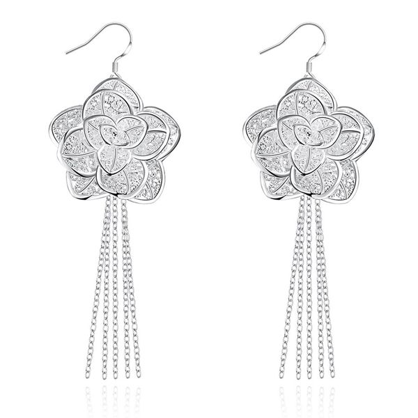 

large wreath earrings silver flower shape simple earrings e275