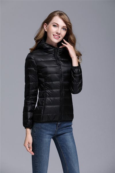 

2021 new 7xl 8xl women's ultra light down jacket women hooded winter windproof feather warm coat portable 52s8, Black